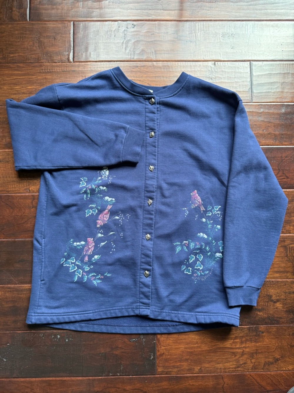 Vintage 90s Cottagecore Northern Treasures Cardinal Cardigan with Bird Buttons